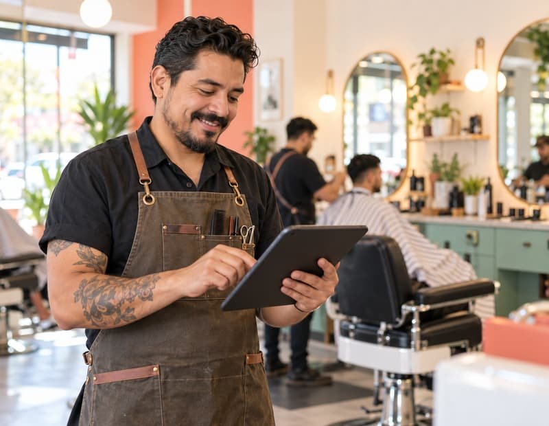 Un barbero organiza sus citas en su local